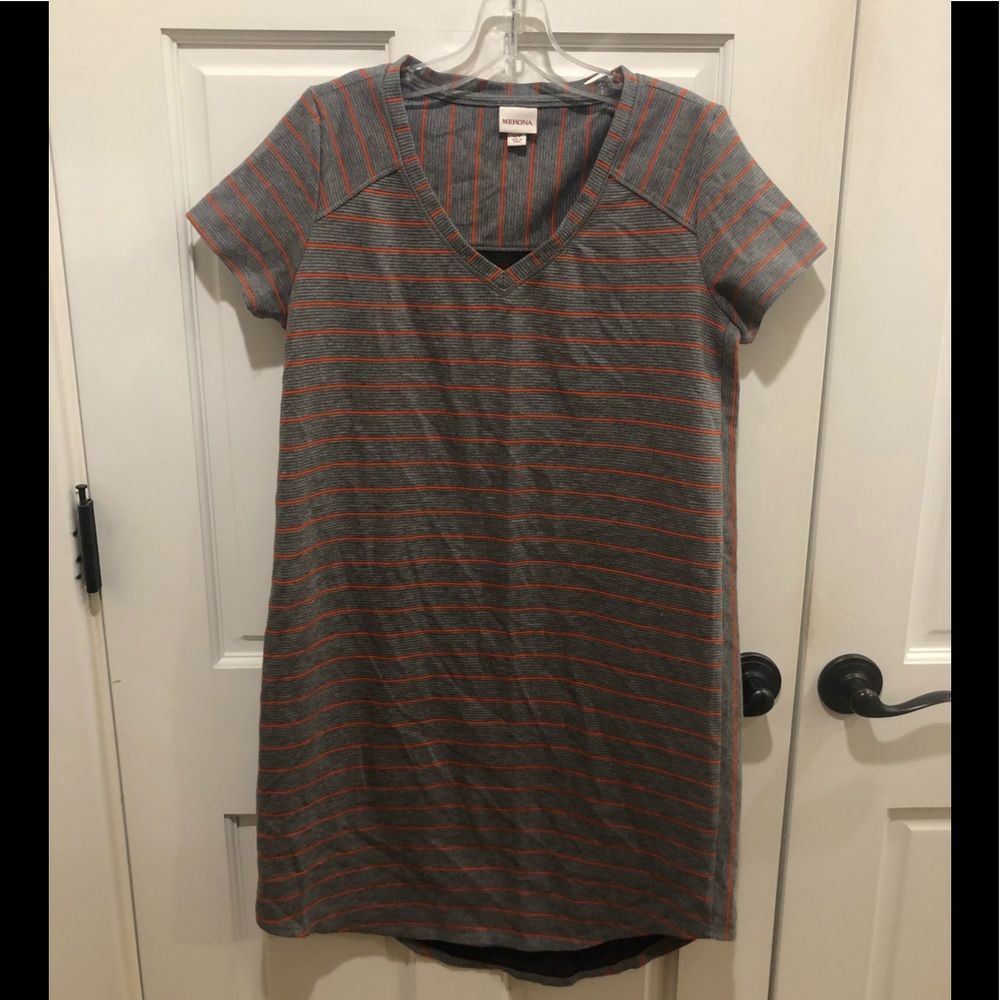 Merona Small grey/orange striped knit dress.
